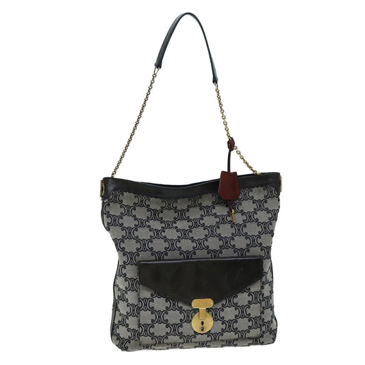 Luxury CELINE Triomphe Canvas Shoulder Bag Gray 73617