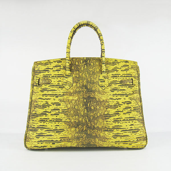 Hermes Birkin 30cm Lizard Pattern Handbag 6088 Yellow/ Silver