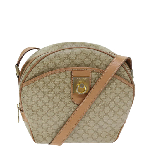 Luxury CELINE Macadam Canvas Shoulder Bag Beige 73944