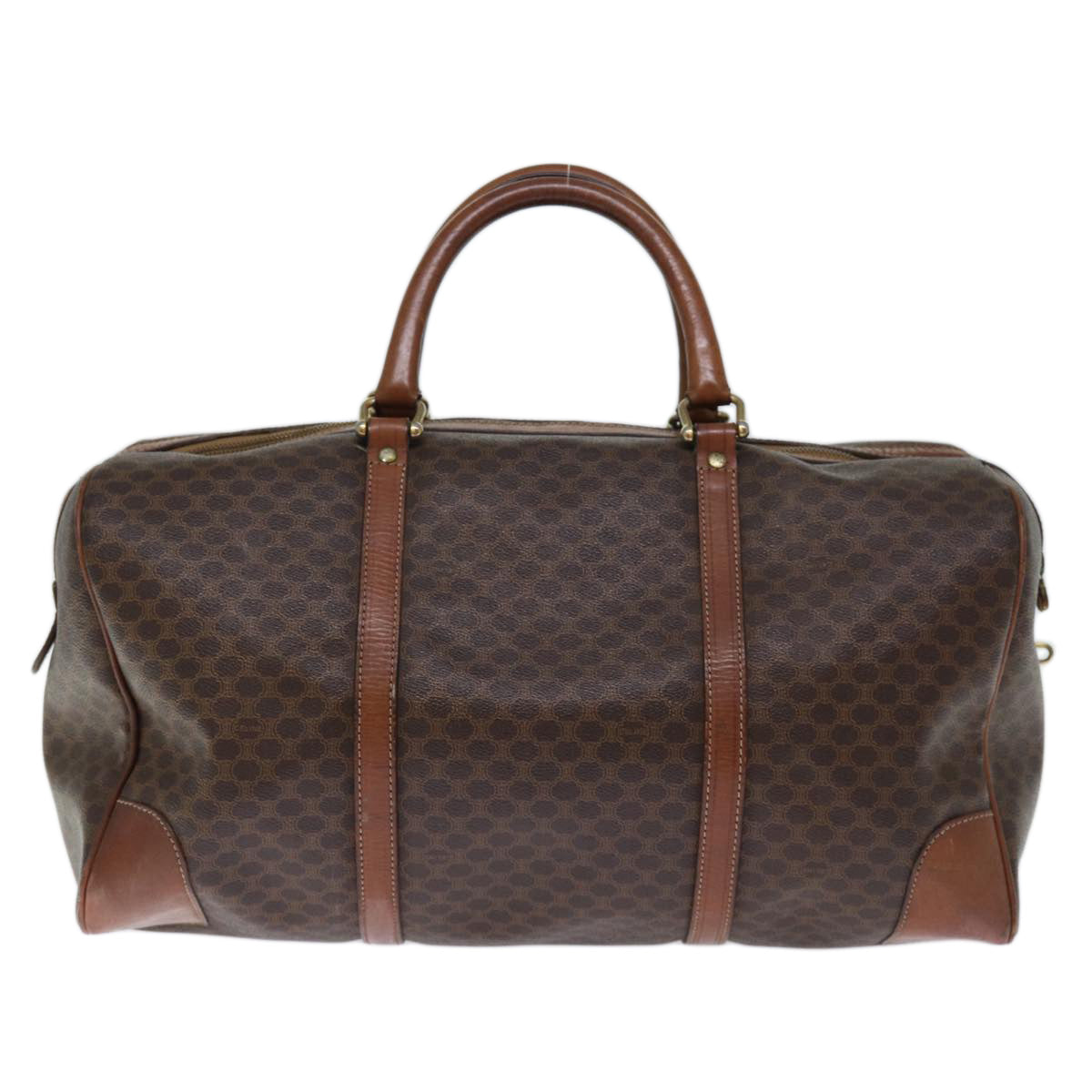 Luxury CELINE Macadam Canvas Boston Bag PVC Brown 74226