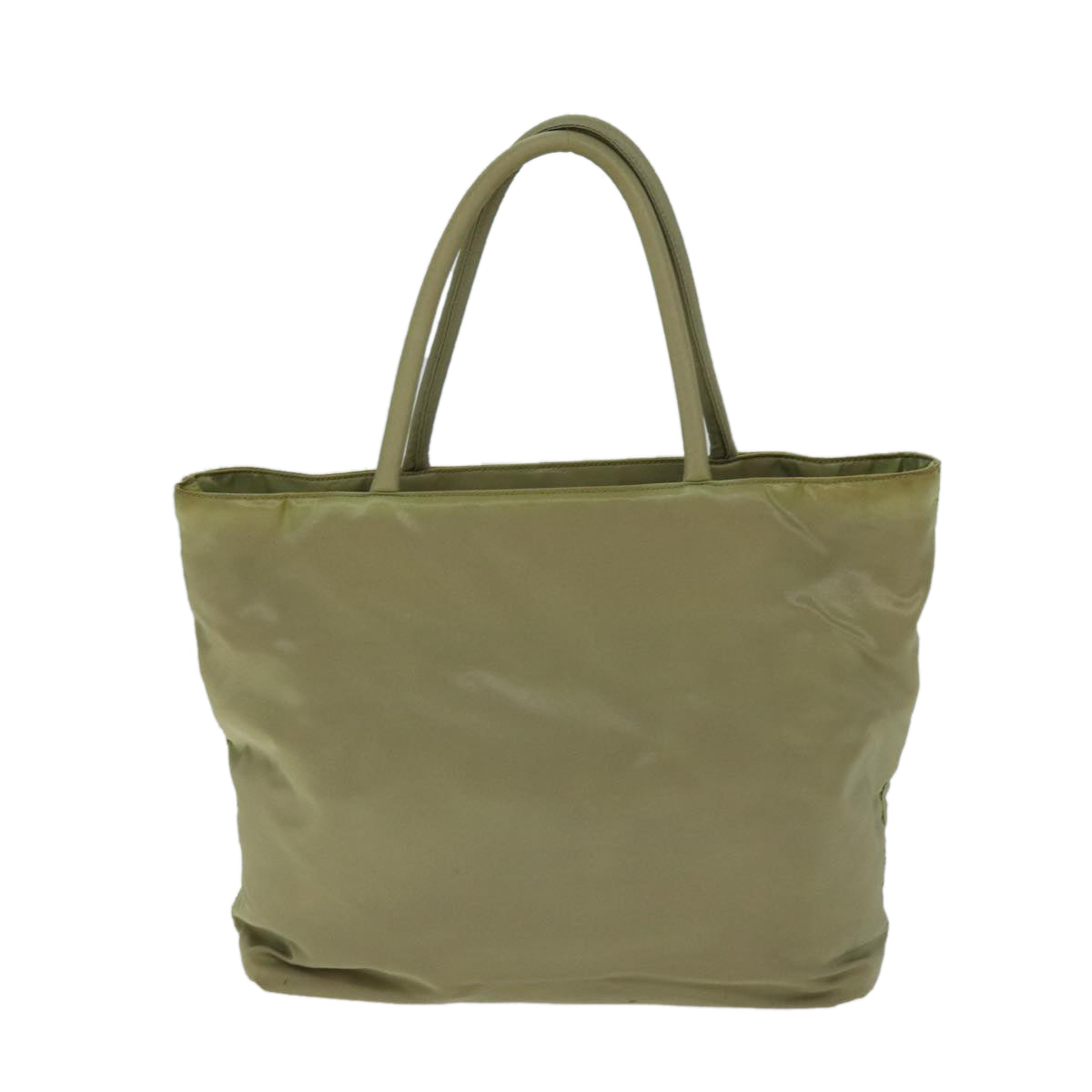 PRADA Tote Bag Nylon Beige Auth 74472