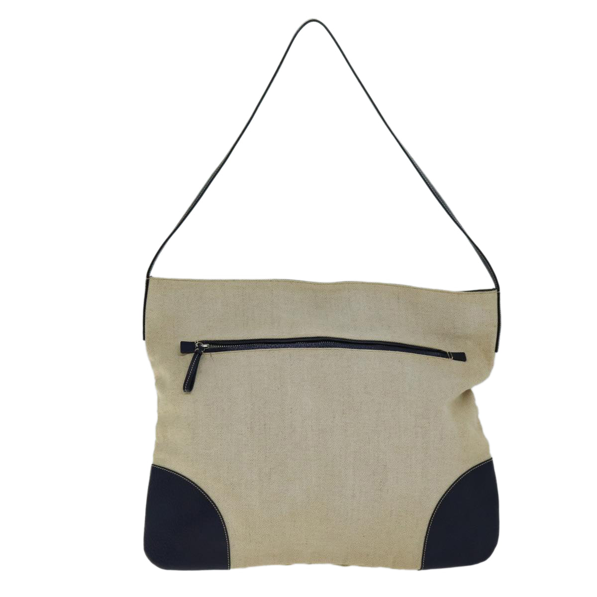 PRADA Shoulder Bag Canvas Beige Auth 74475