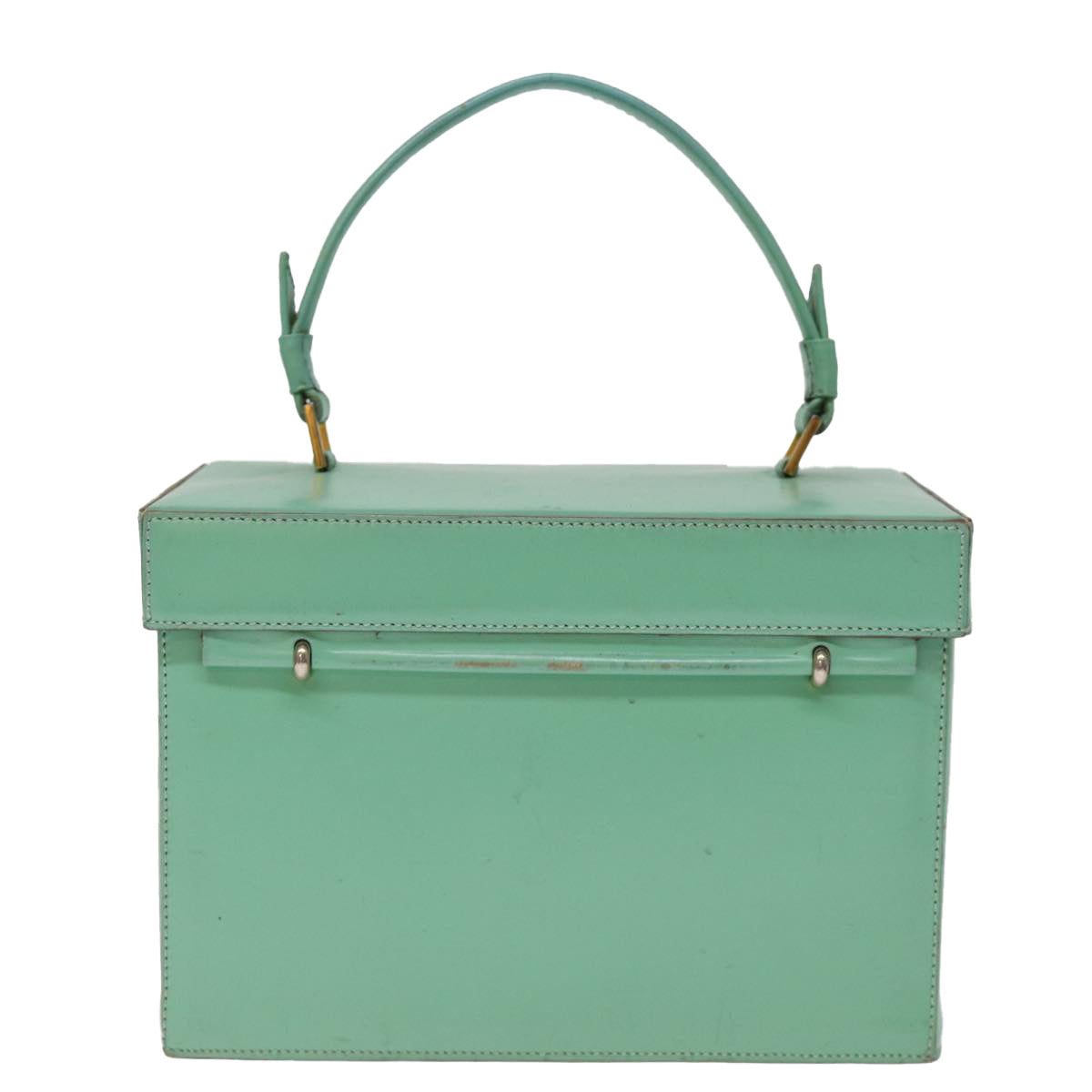 Luxury CELINE Vanity Cosmetic Pouch Leather Green Auth 74541