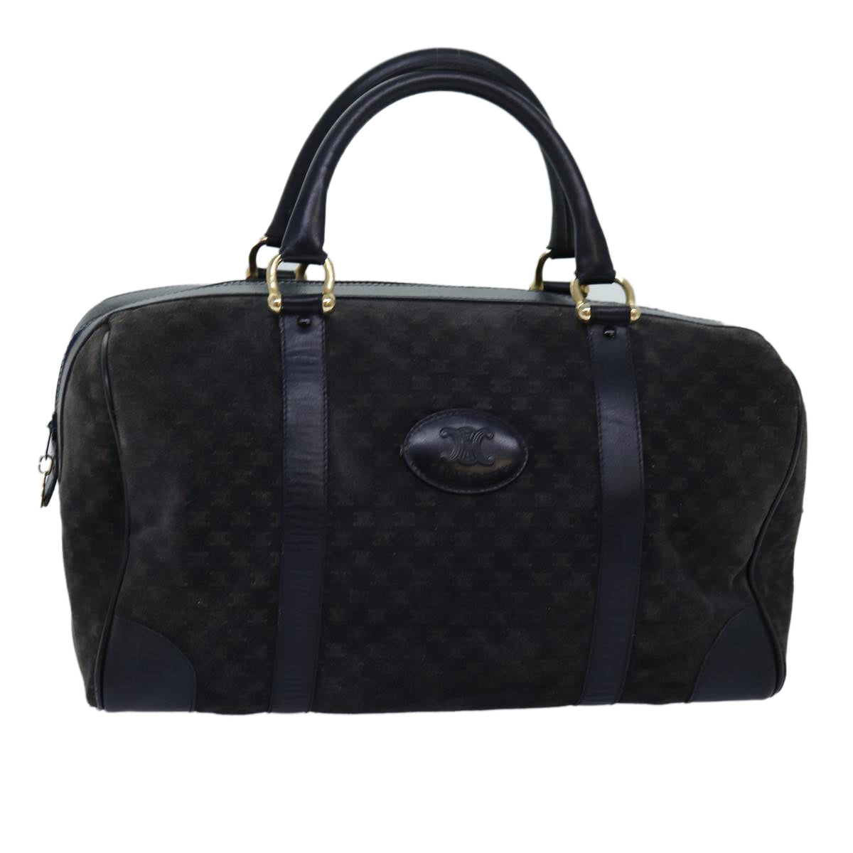 Luxury CELINE Macadam Canvas Boston Bag Black 74547