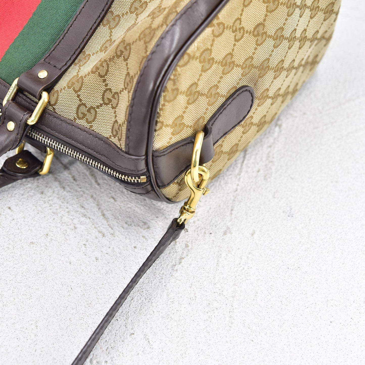 Gucci Lou Canvas Top Handle Handbag
