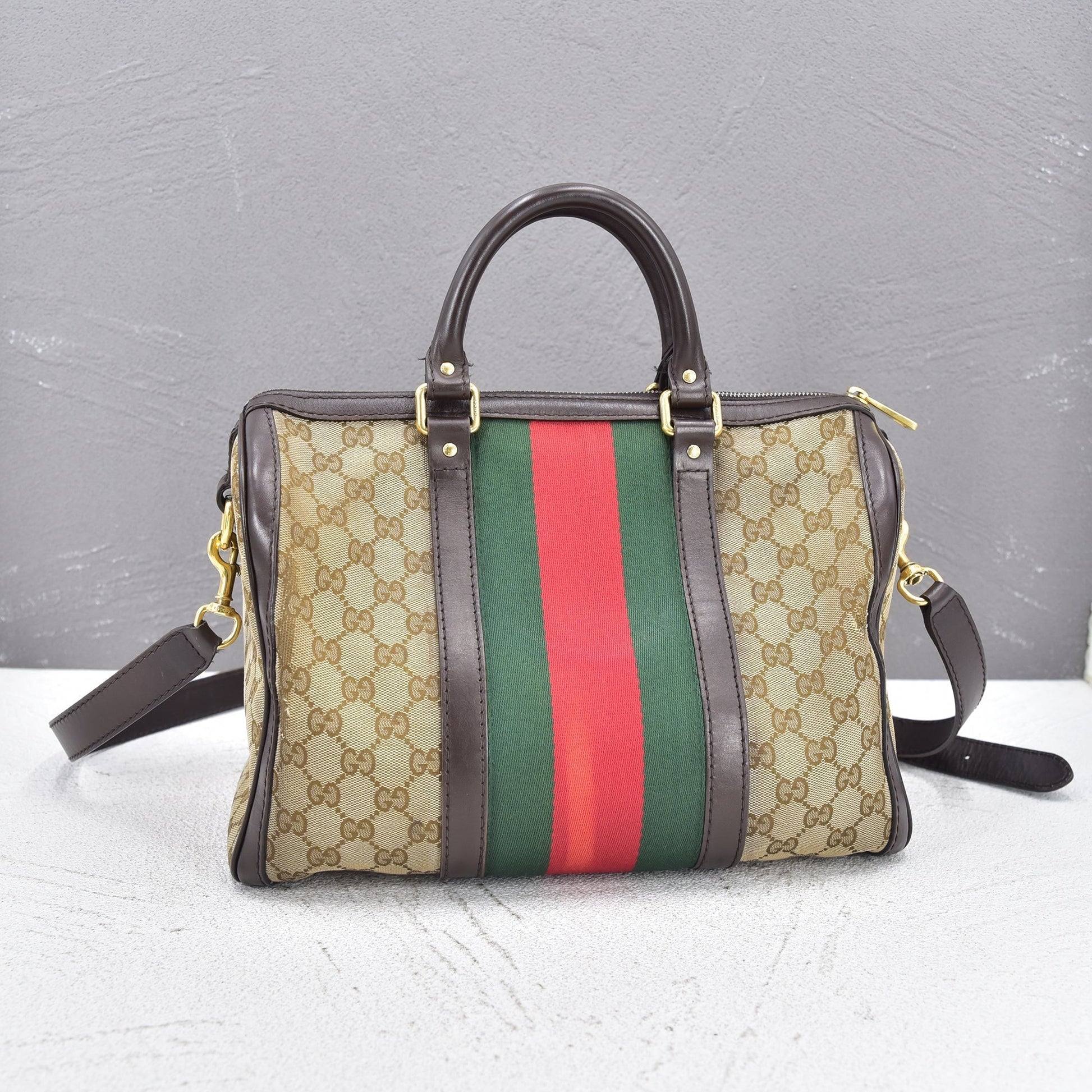 Gucci Lou Canvas Top Handle Handbag