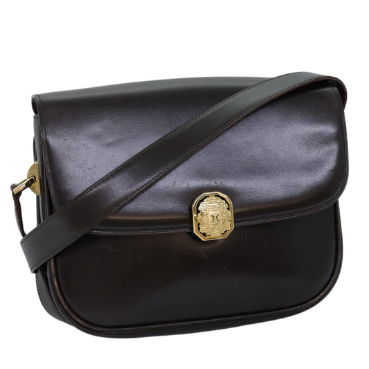 Luxury CELINE Shoulder Bag Leather Brown 74588