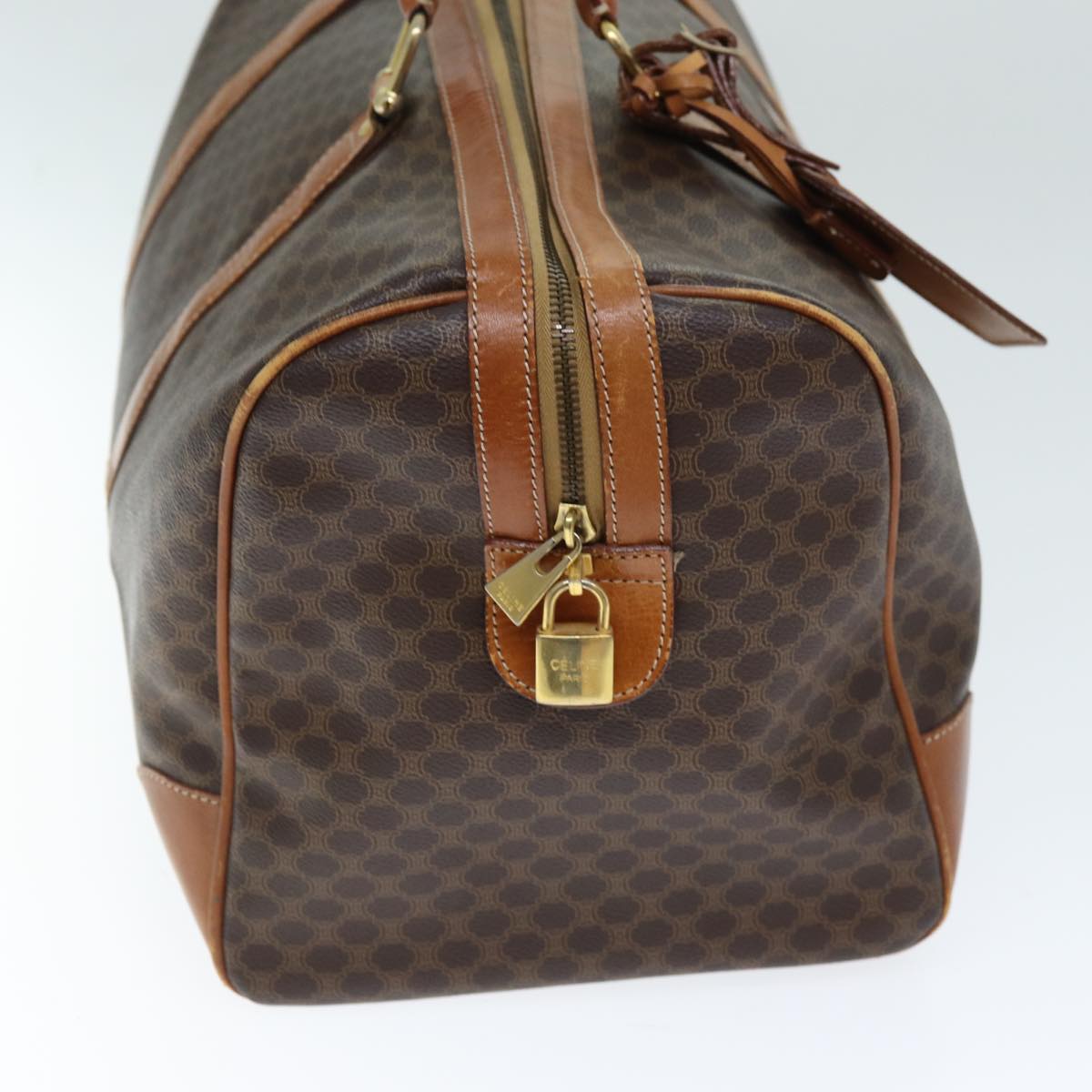 Luxury CELINE Macadam Canvas Boston Bag PVC Brown 74734