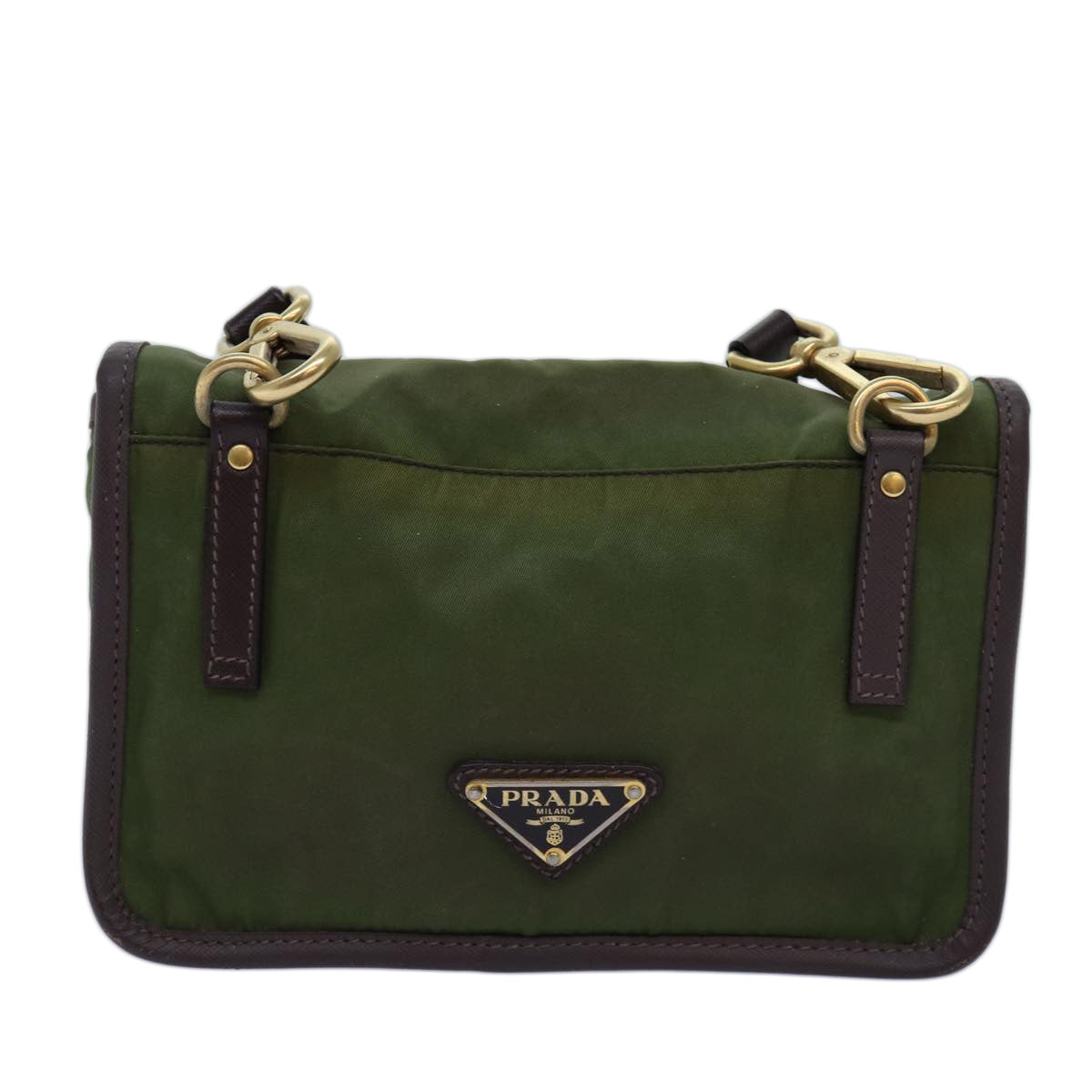 PRADA Shoulder Bag Nylon Khaki Auth 74960