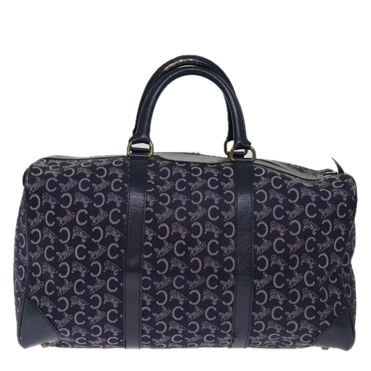 Luxury CELINE C Macadam Canvas Boston Bag Navy 74992