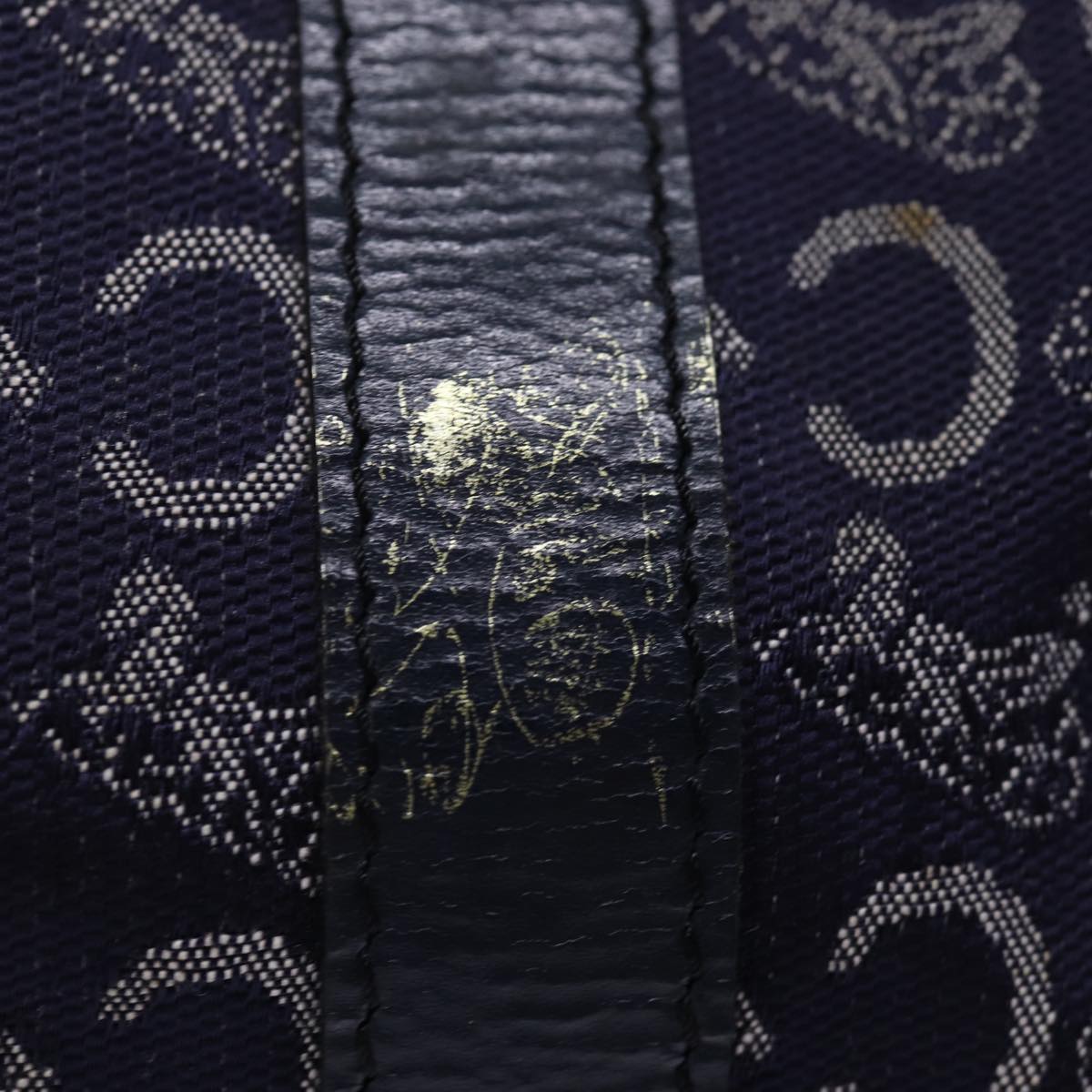 Luxury CELINE C Macadam Canvas Boston Bag Navy 74992