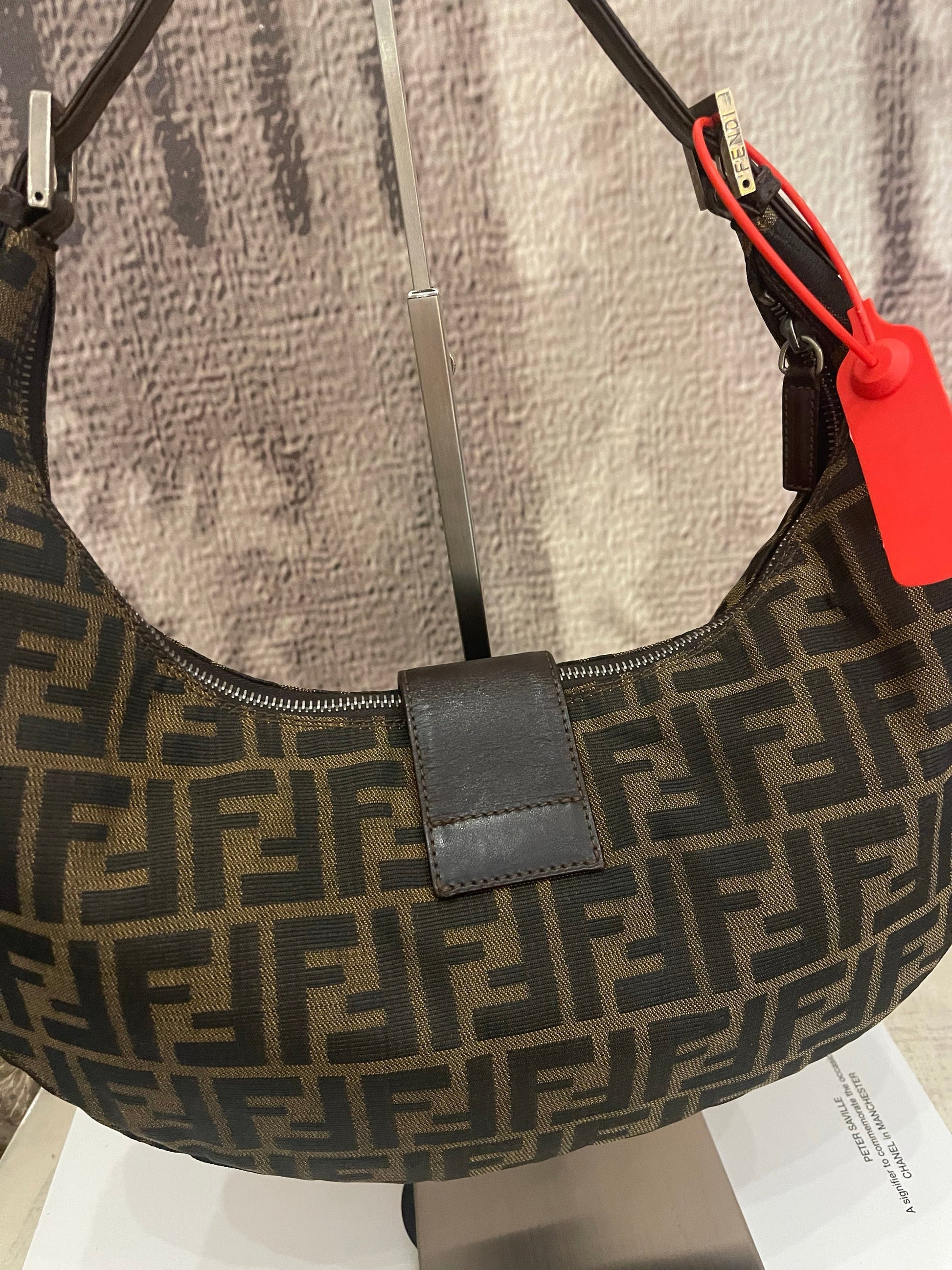 Fendi Croissant Shoulder Bag Medium Zucca Monogram Canvas