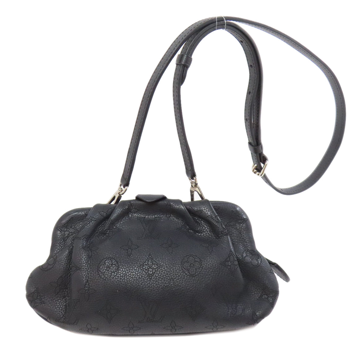 LOUIS VUITTON Shoulder Bag Mahina leather black Scala mini