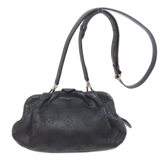 LOUIS VUITTON Shoulder Bag Mahina leather black Scala mini
