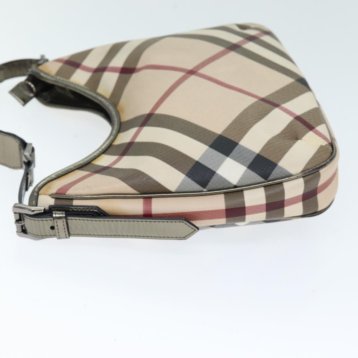 BURBERRY Nova Check Shoulder Bag Coated Canvas Beige Auth 75141