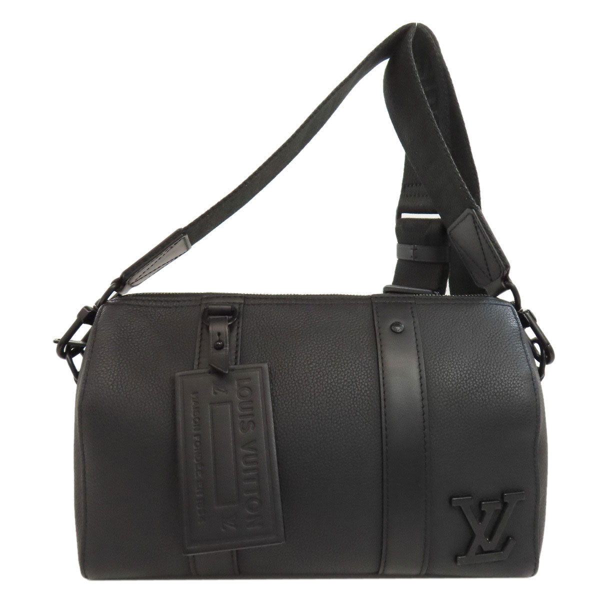 LOUIS VUITTON Shoulder Bag Calfskin black City Keepall
