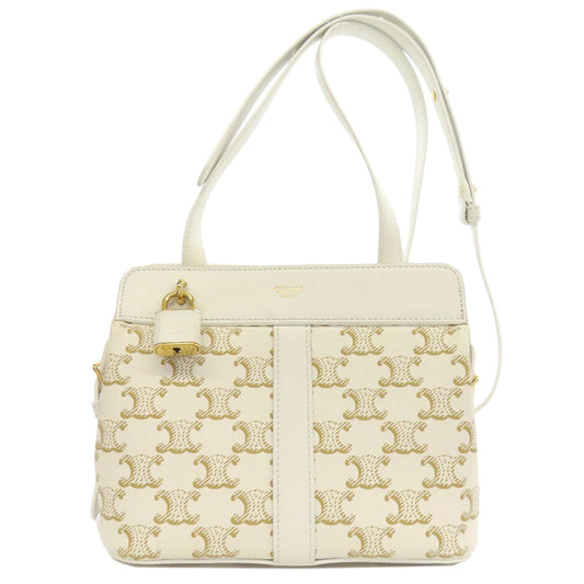 CELINE Shoulder Bag PVC white Triomphe Women