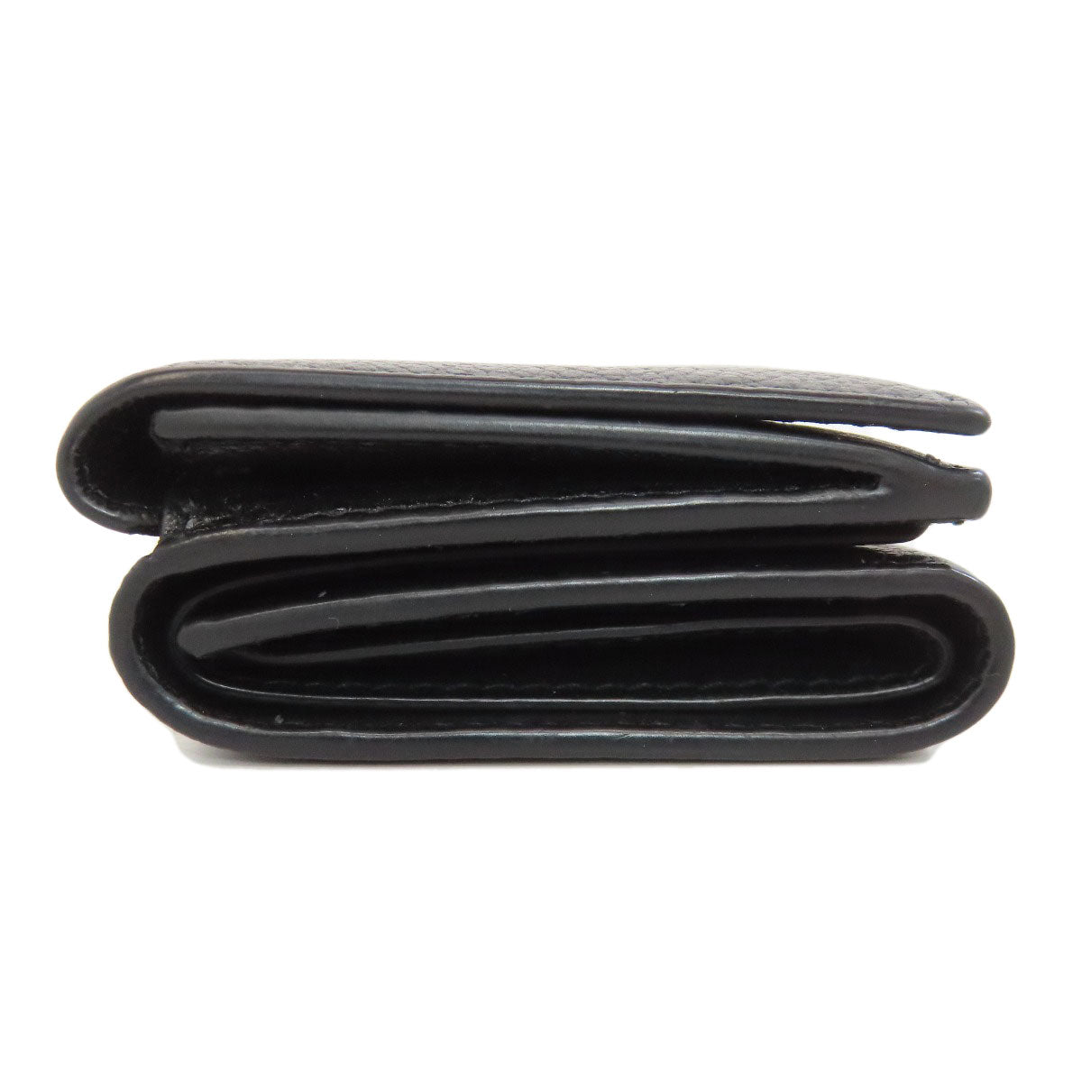 BALENCIAGA Bifold Wallet 594312 leather black logo Tri-fold Wallet Women