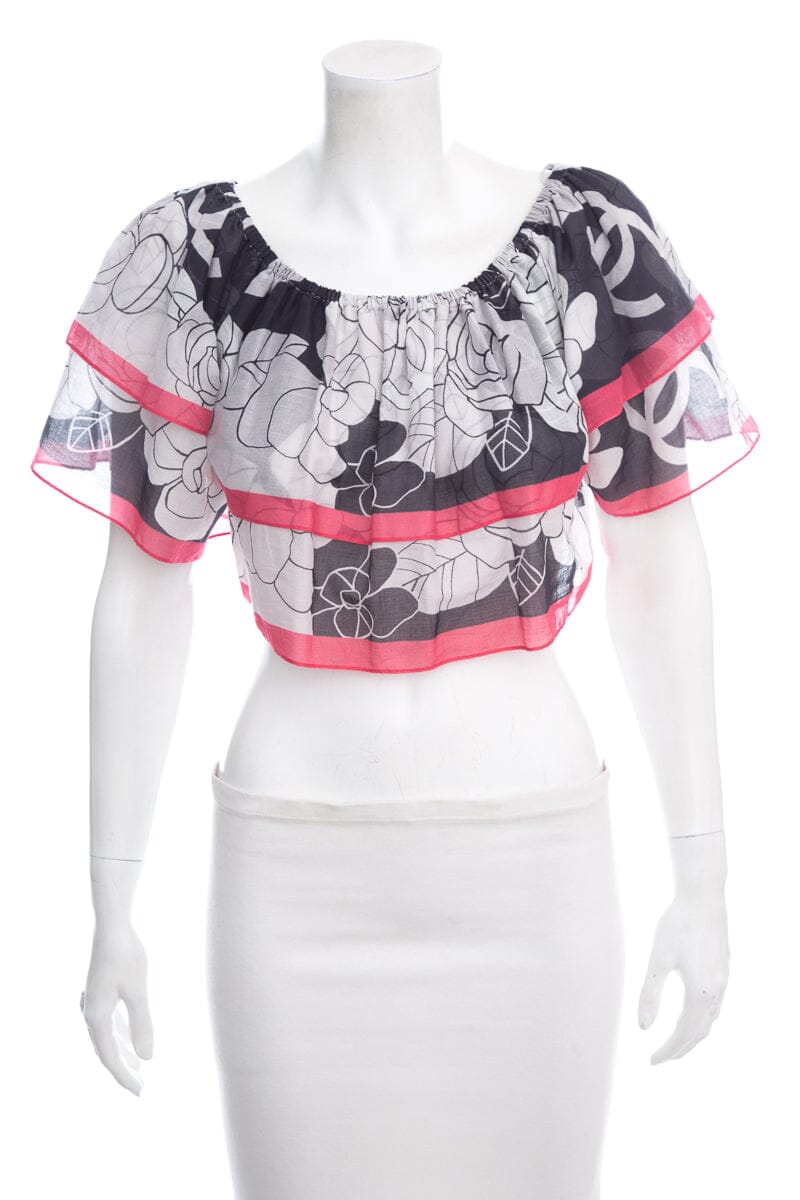 Chanel Black & White Off Shoulder Blo SZ 38
