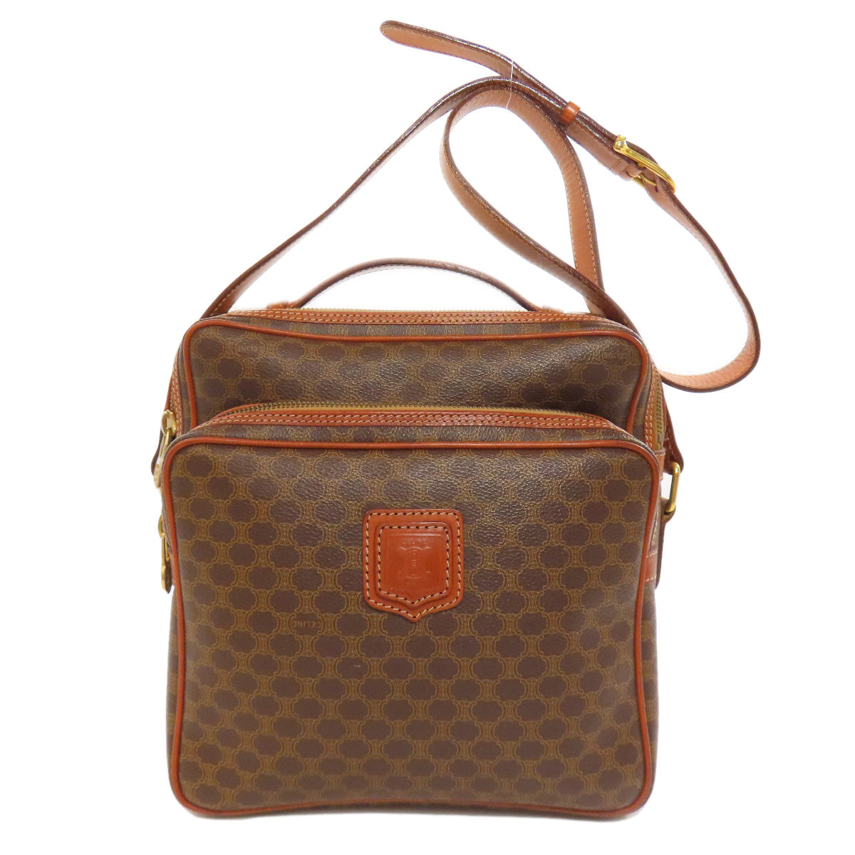CELINE Shoulder Bag PVC Brown Macadam 2WAY Women