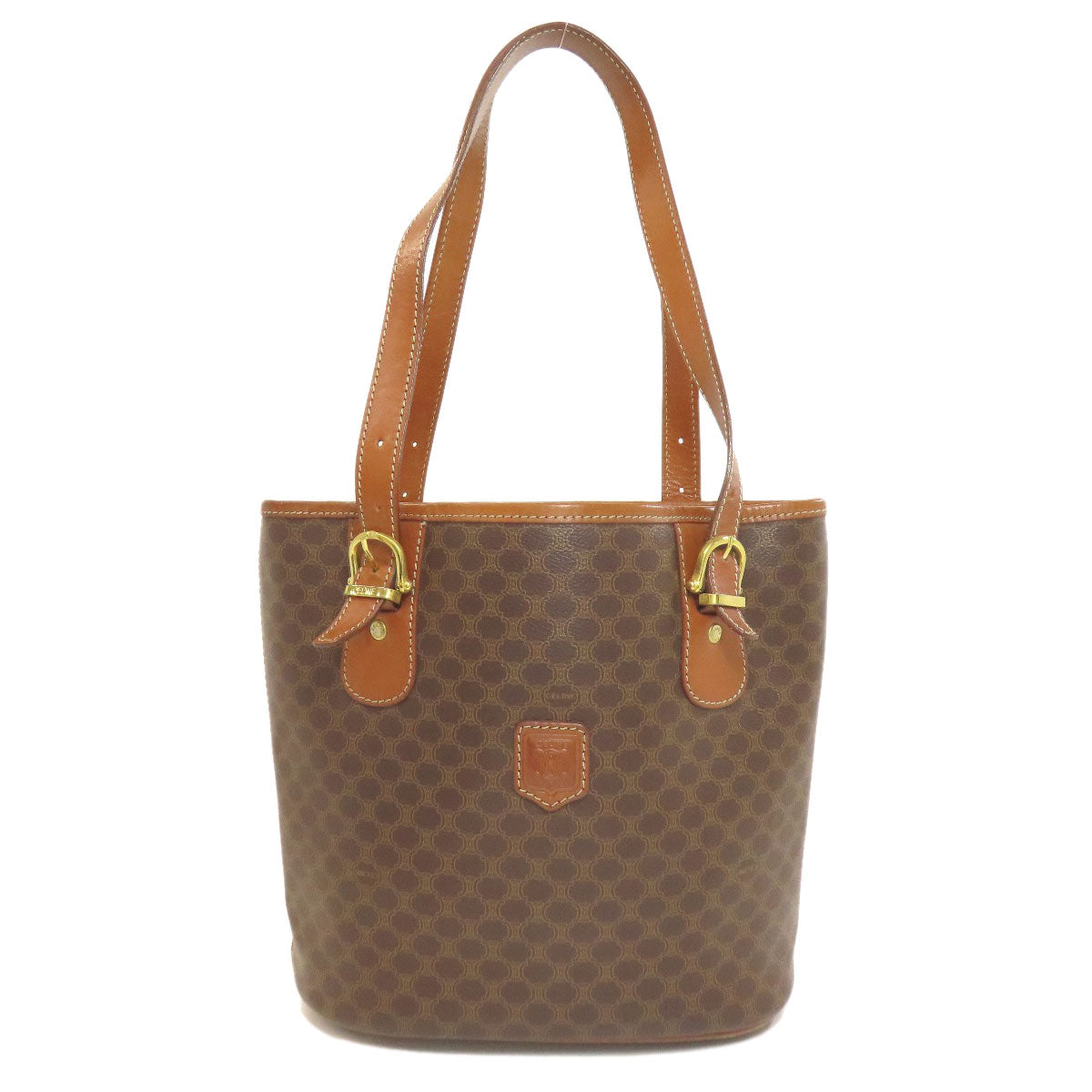 CELINE Tote Bag PVC, Leather Brown Macadam Pattern Women