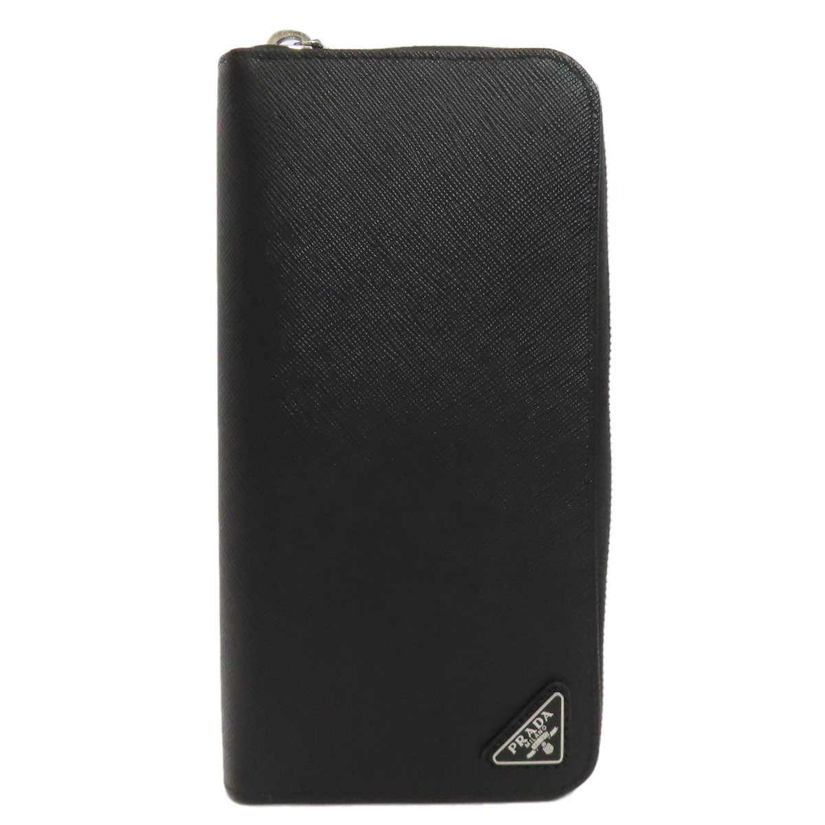 PRADA Long Wallet Purse leather black logoMetal Women