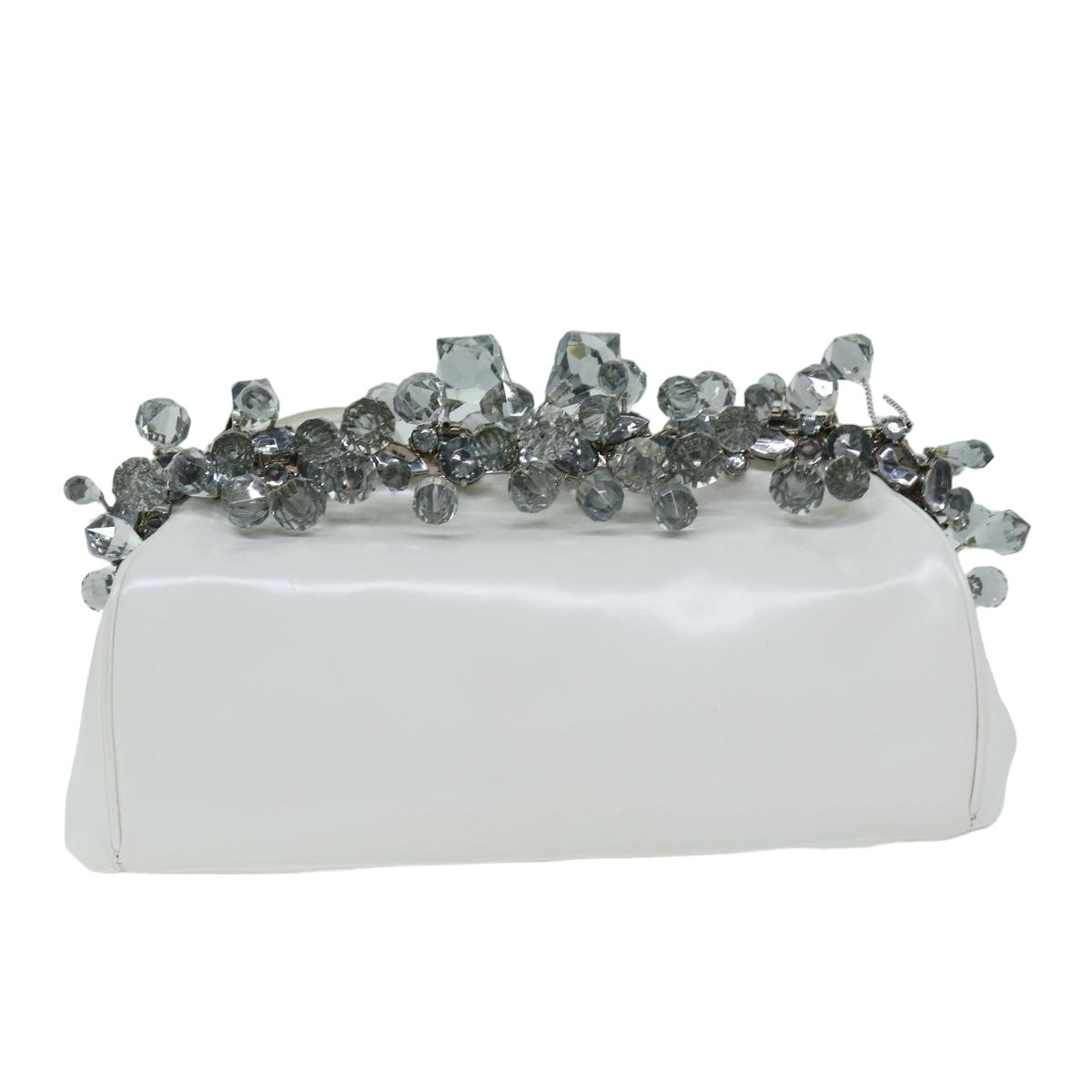 PRADA Shoulder Bag Patent leather White Auth 75425