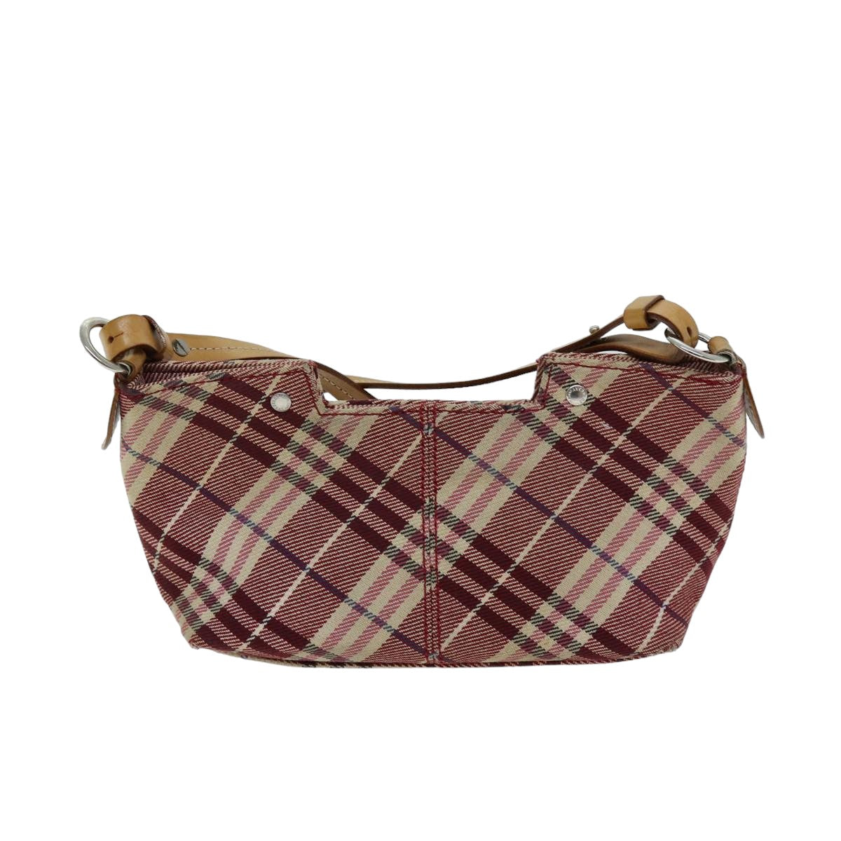 Burberry Nova Check Blue Label Shoulder Bag Canvas Red Auth 75453