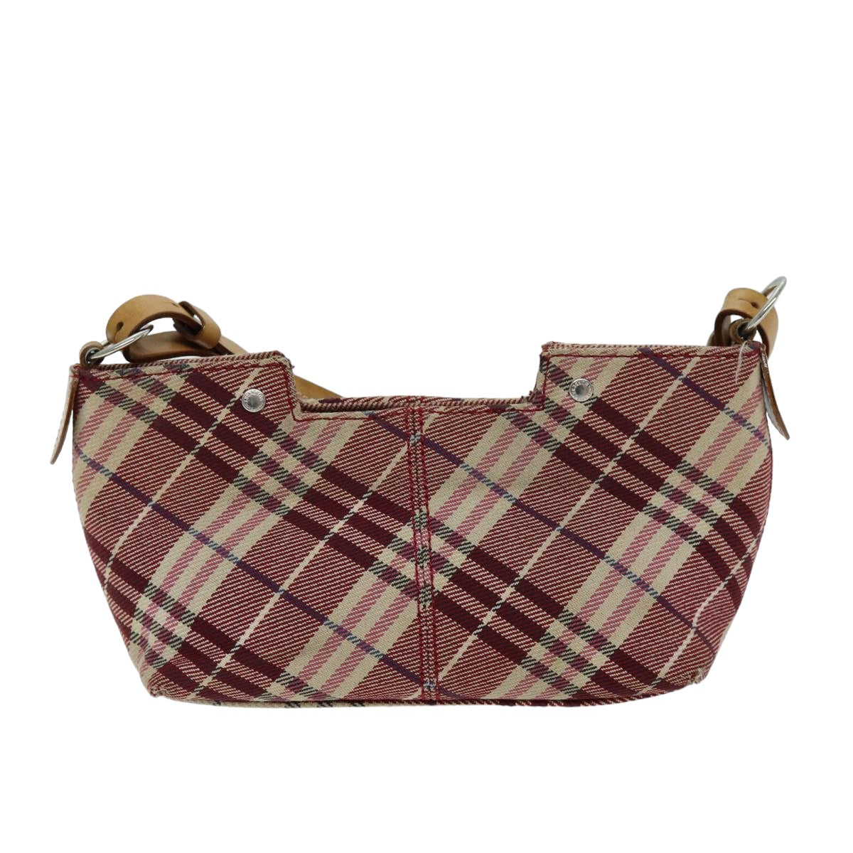 Burberry Nova Check Blue Label Shoulder Bag Canvas Red Auth 75453