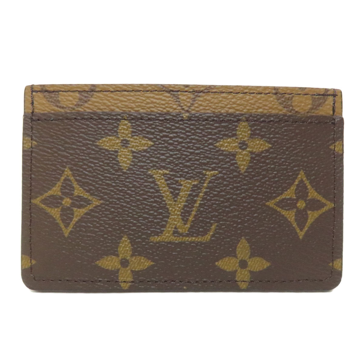 LOUIS VUITTON Card Case Monogram reverse Brown Porte Cartes�ESimple Women