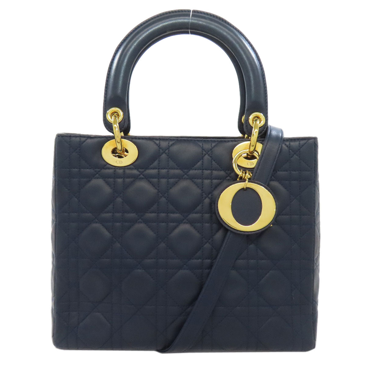 Christian Dior Handbag Calfskin Navy Lady Dior 2WAY Women