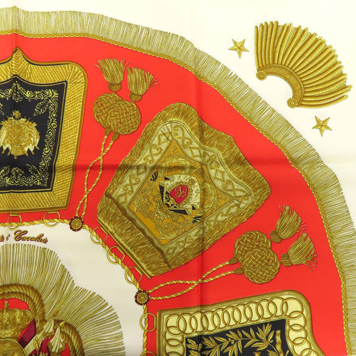 HERMES scarf silk white Carre90 saber decorative bag Women