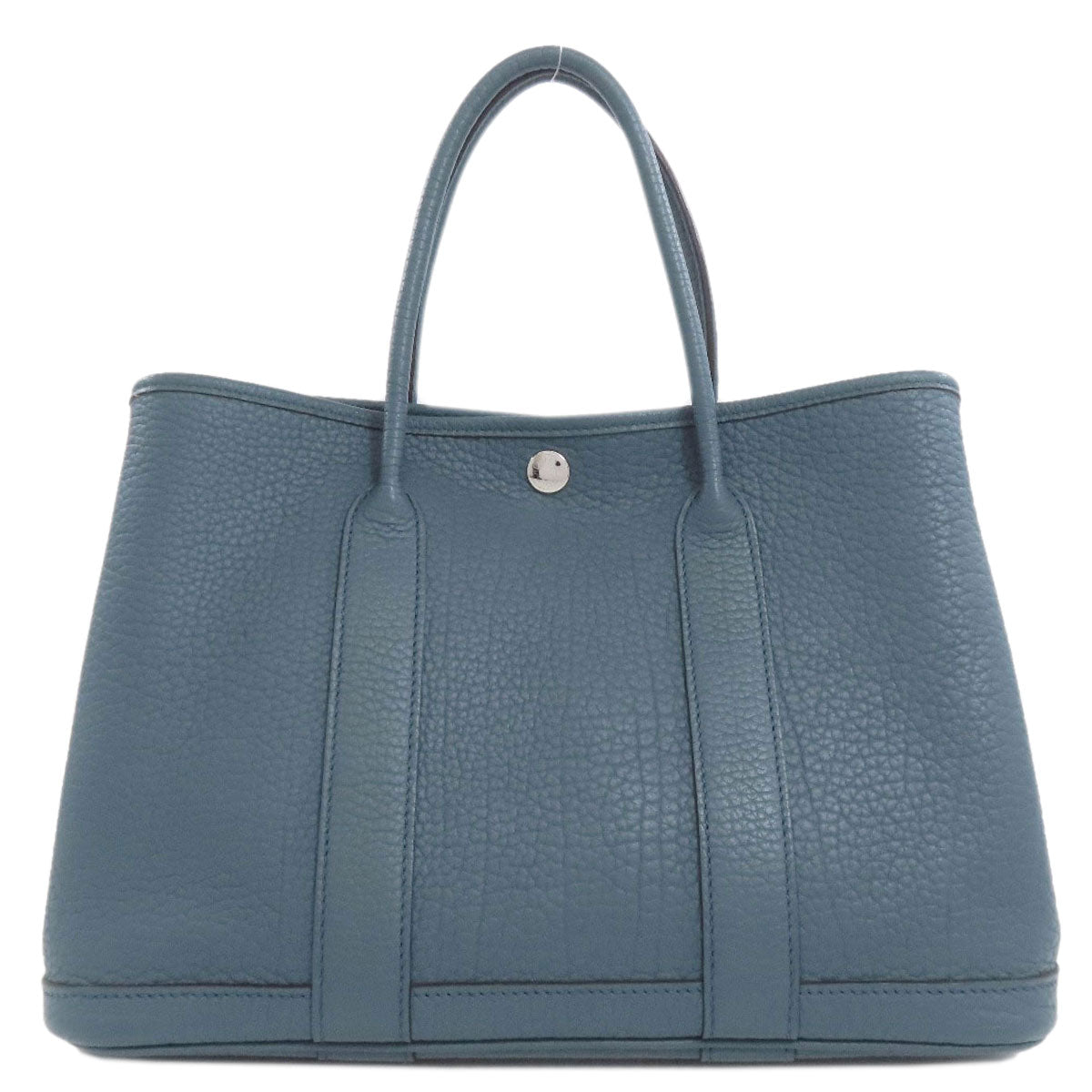 HERMES Tote Bag Togo blue Garden Party TPM SilverMetal