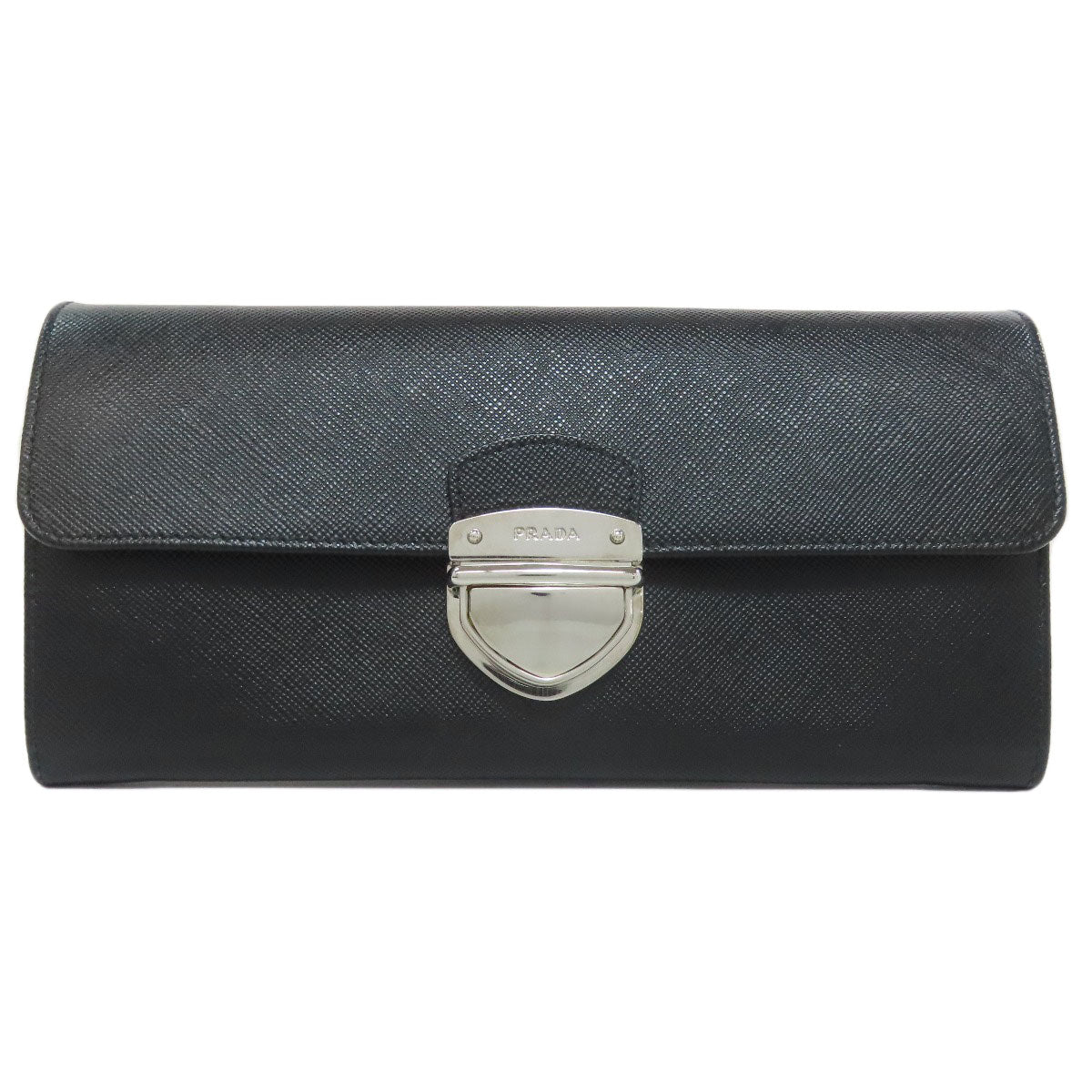 PRADA Long Wallet Purse 1M1037 Safiano black logo Women