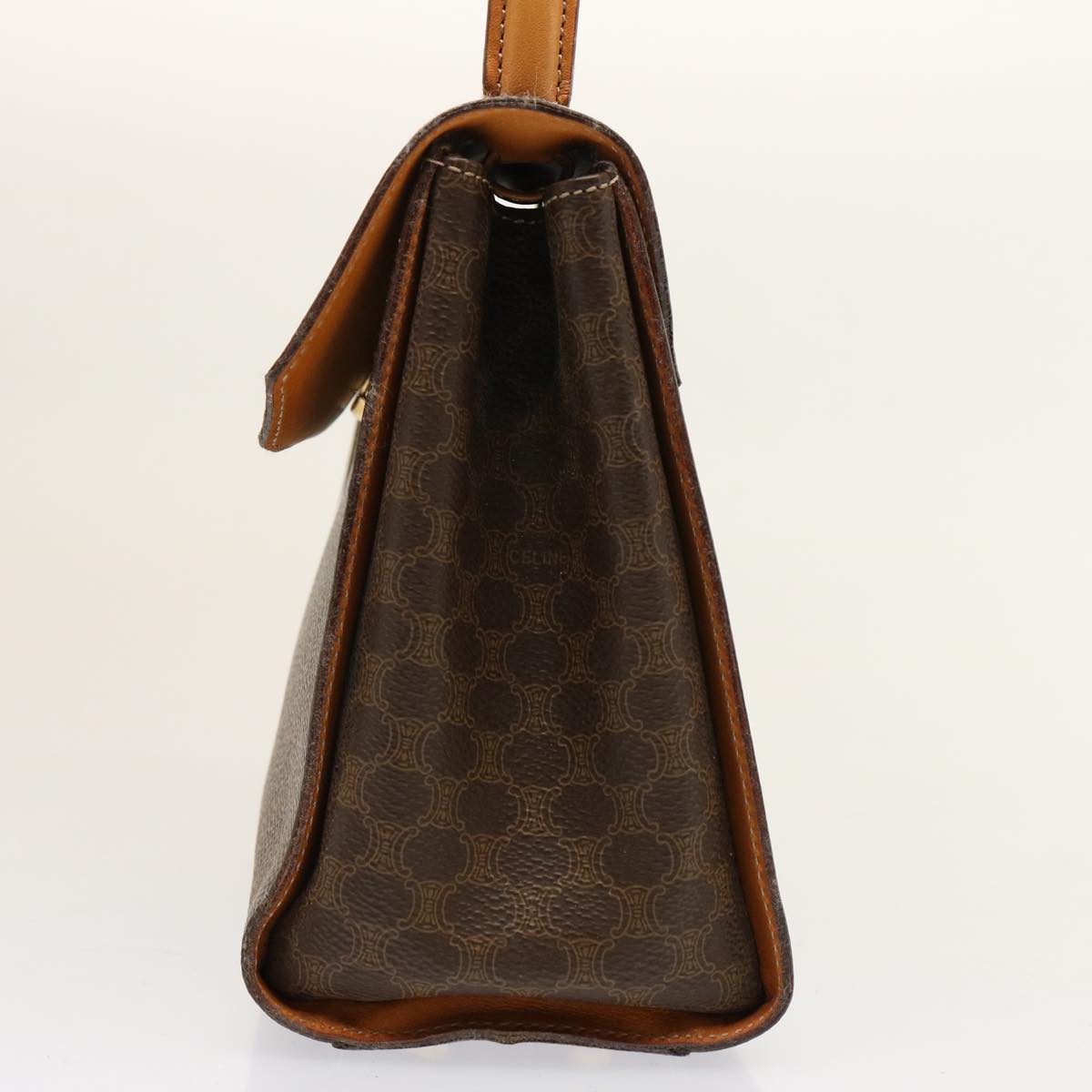 Luxury CELINE Macadam Canvas Hand Bag PVC Brown 75566