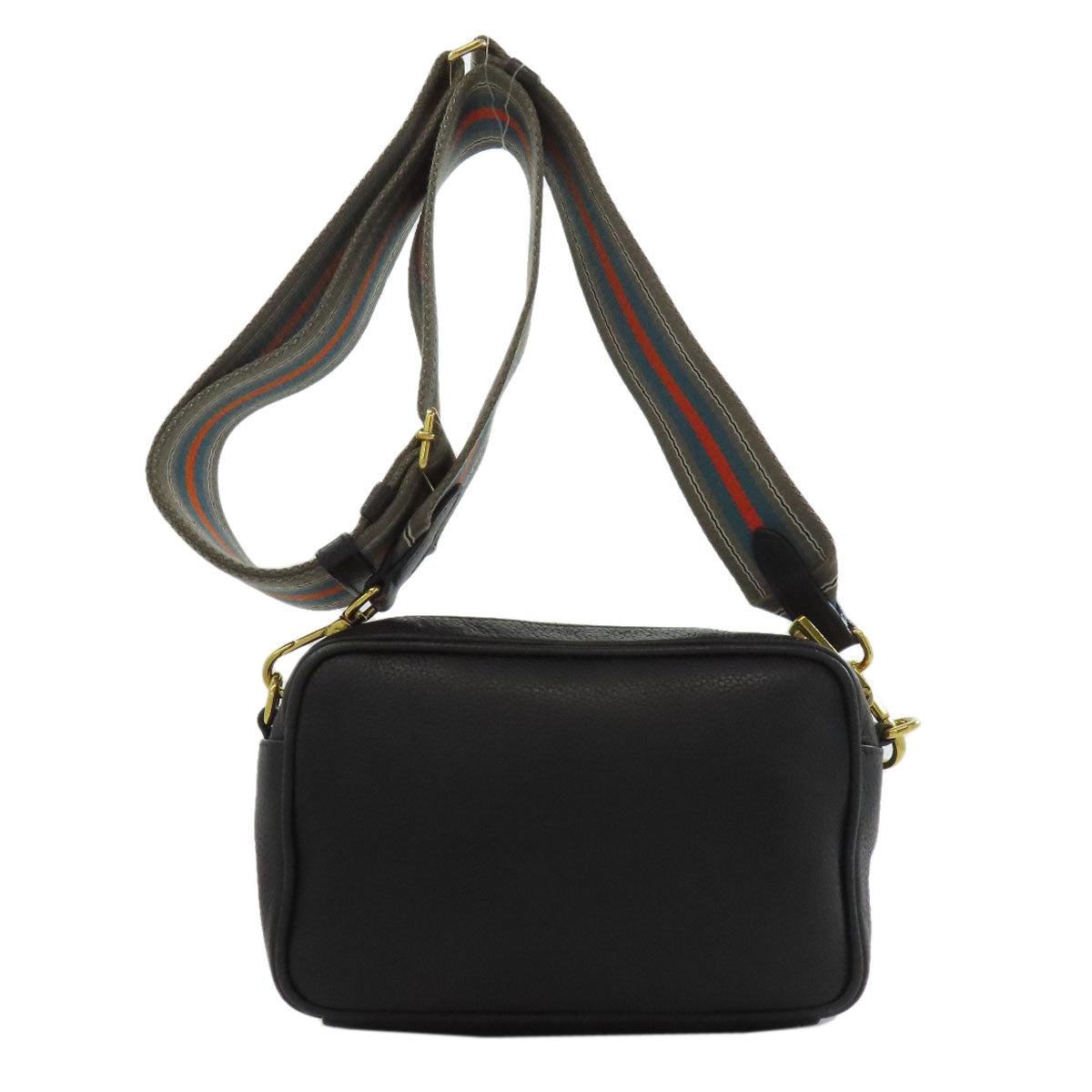 PRADA Shoulder Bag Calfskin black Long shoulder