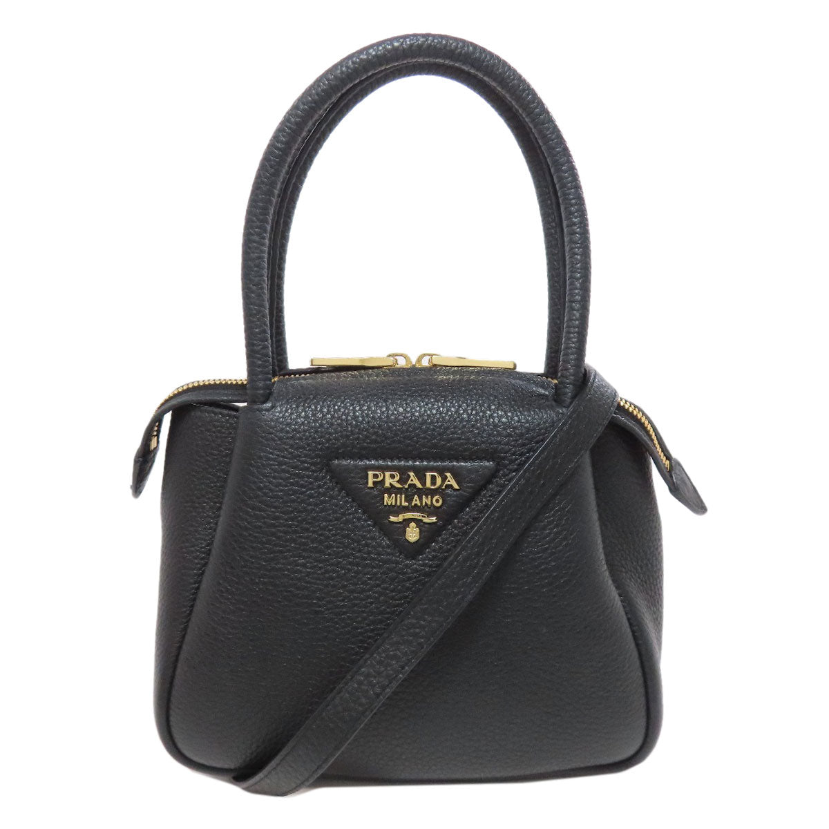 PRADA Handbag leather black 2WAY Women
