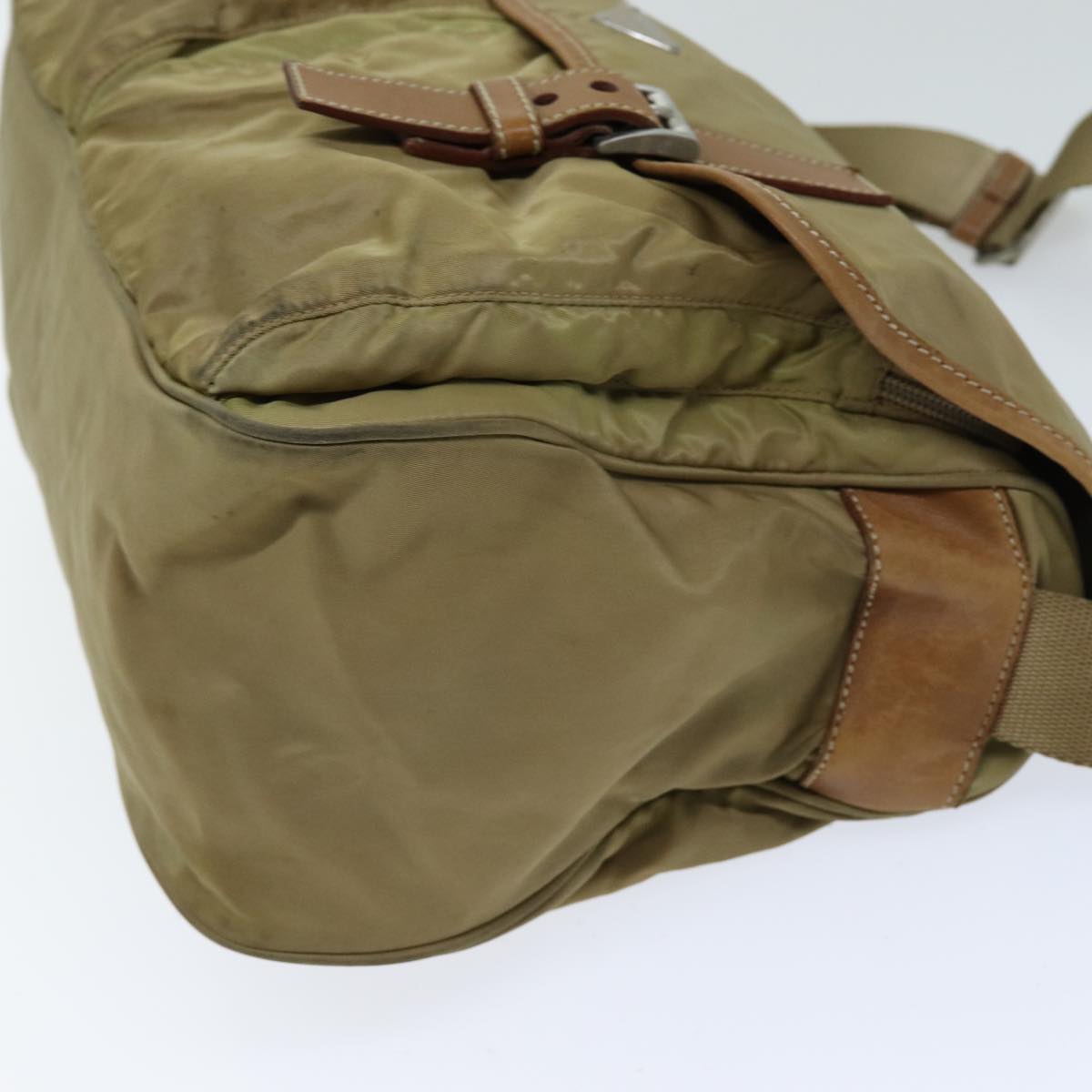 PRADA Shoulder Bag Nylon Beige Auth 75615