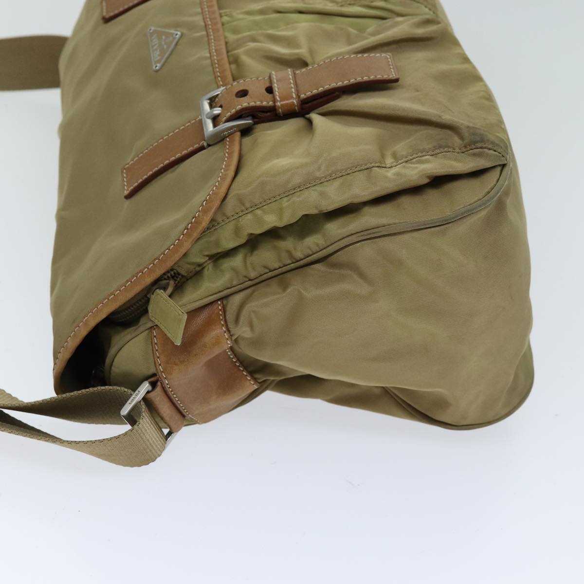 PRADA Shoulder Bag Nylon Beige Auth 75615
