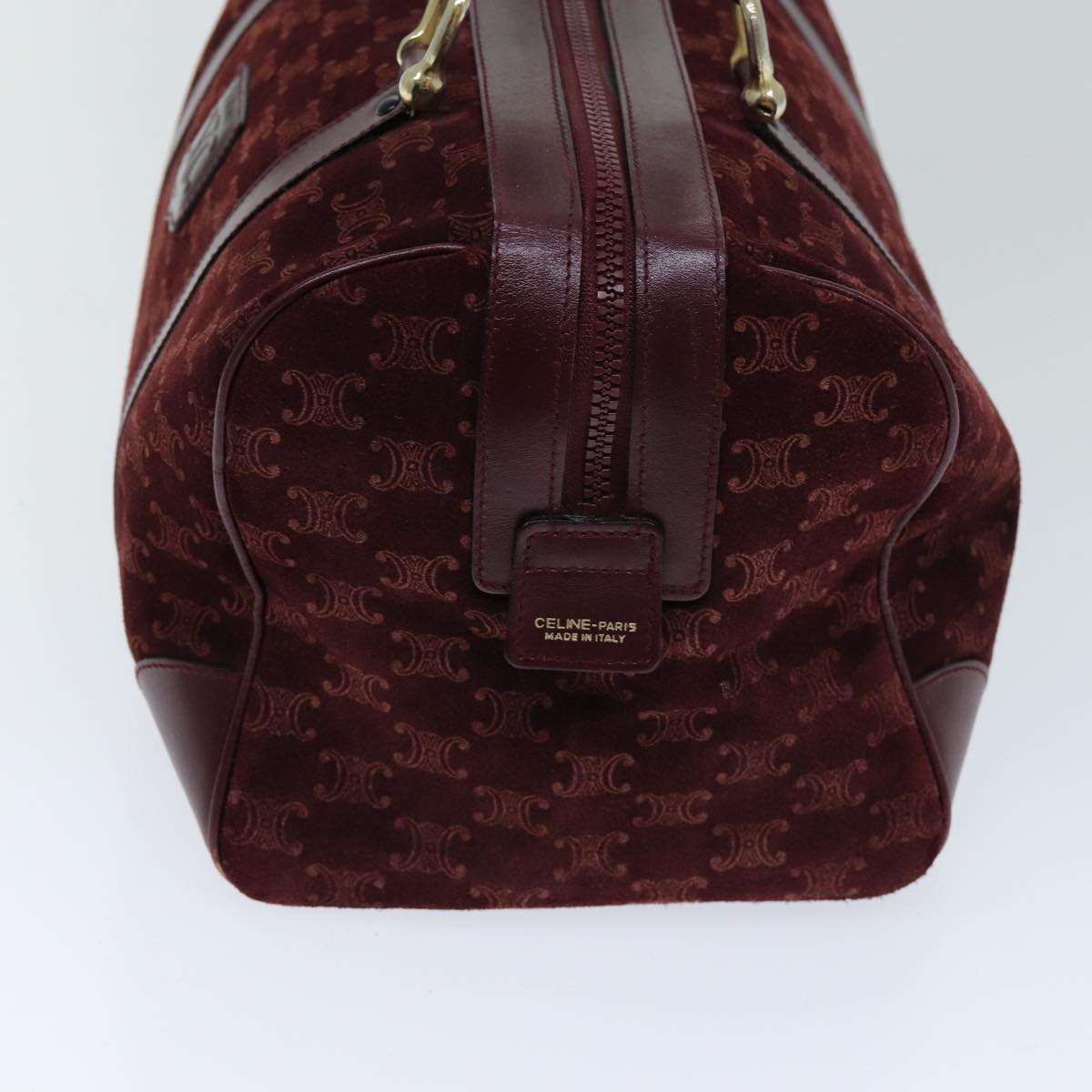 Luxury CELINE Macadam Canvas Boston Bag Bordeaux 75617