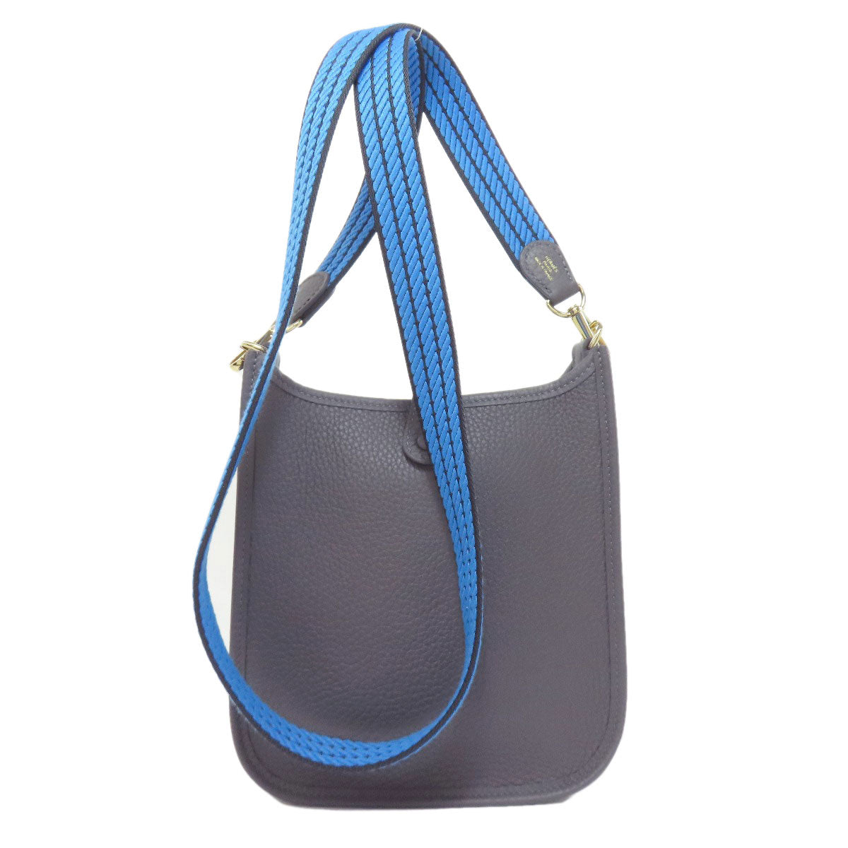 HERMES Shoulder Bag Taurillon Clemence Navy Evelyn TPM Gold Metal Women