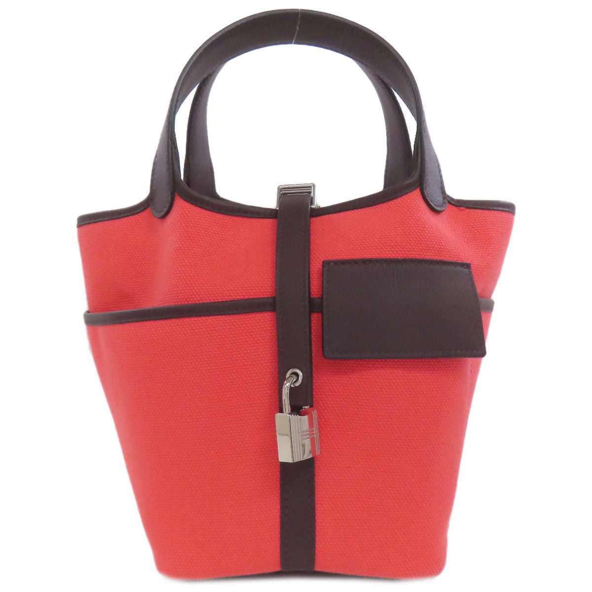 HERMES Handbag Tower ash Red Picotin Lock PM SilverMetal Women
