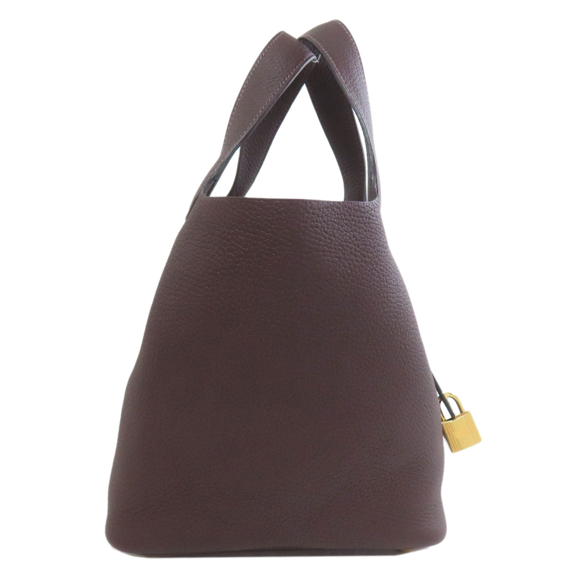 HERMES Handbag Taurillon Clemence Brown Picotin Lock PM Gold Metal