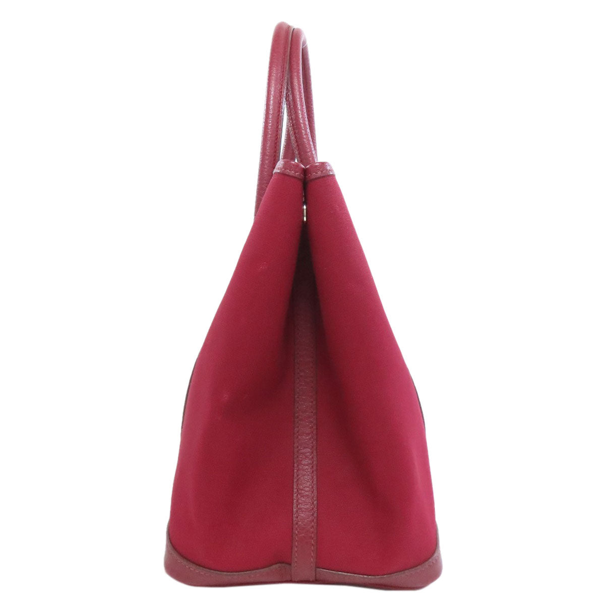 HERMES Tote Bag Towar Officche Red Garden Party PM Rouge Ash Silver Metal