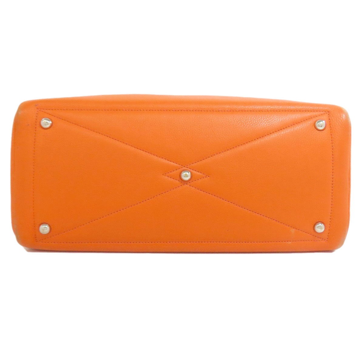 HERMES Tote Bag Taurillon Clemence Orange Victoria Elan Silver Metal