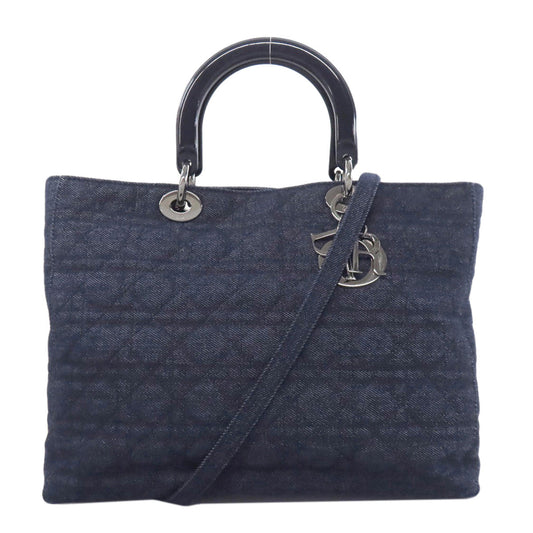 Christian Dior Handbag denim Navy Lady Dior Cannage Tote 2WAY