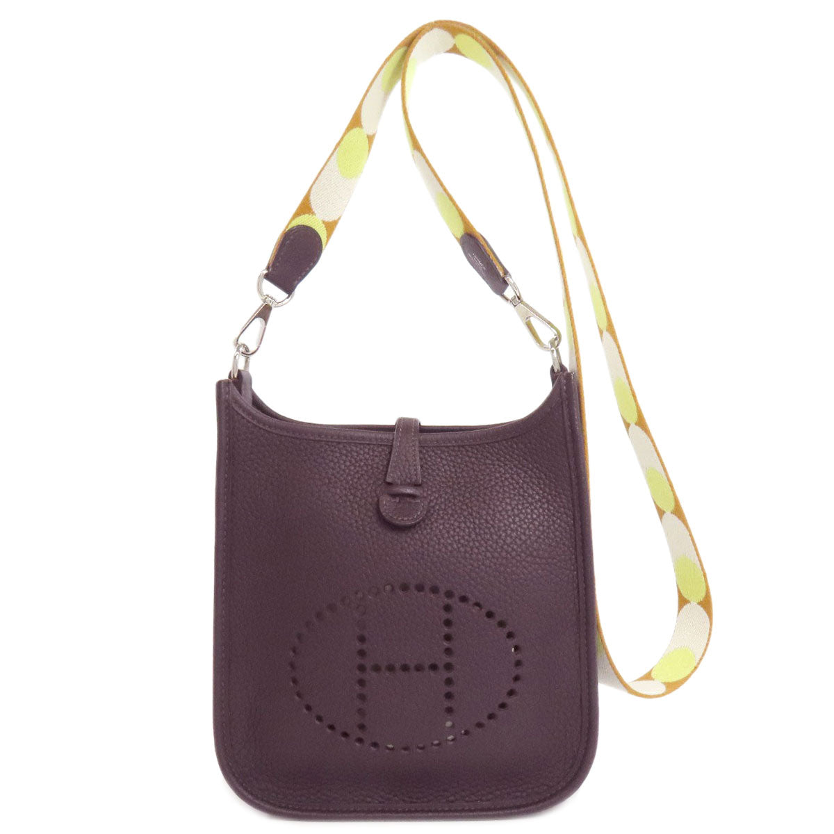 HERMES Shoulder Bag Taurillon Clemence Brown Evelyn TPM SilverMetal