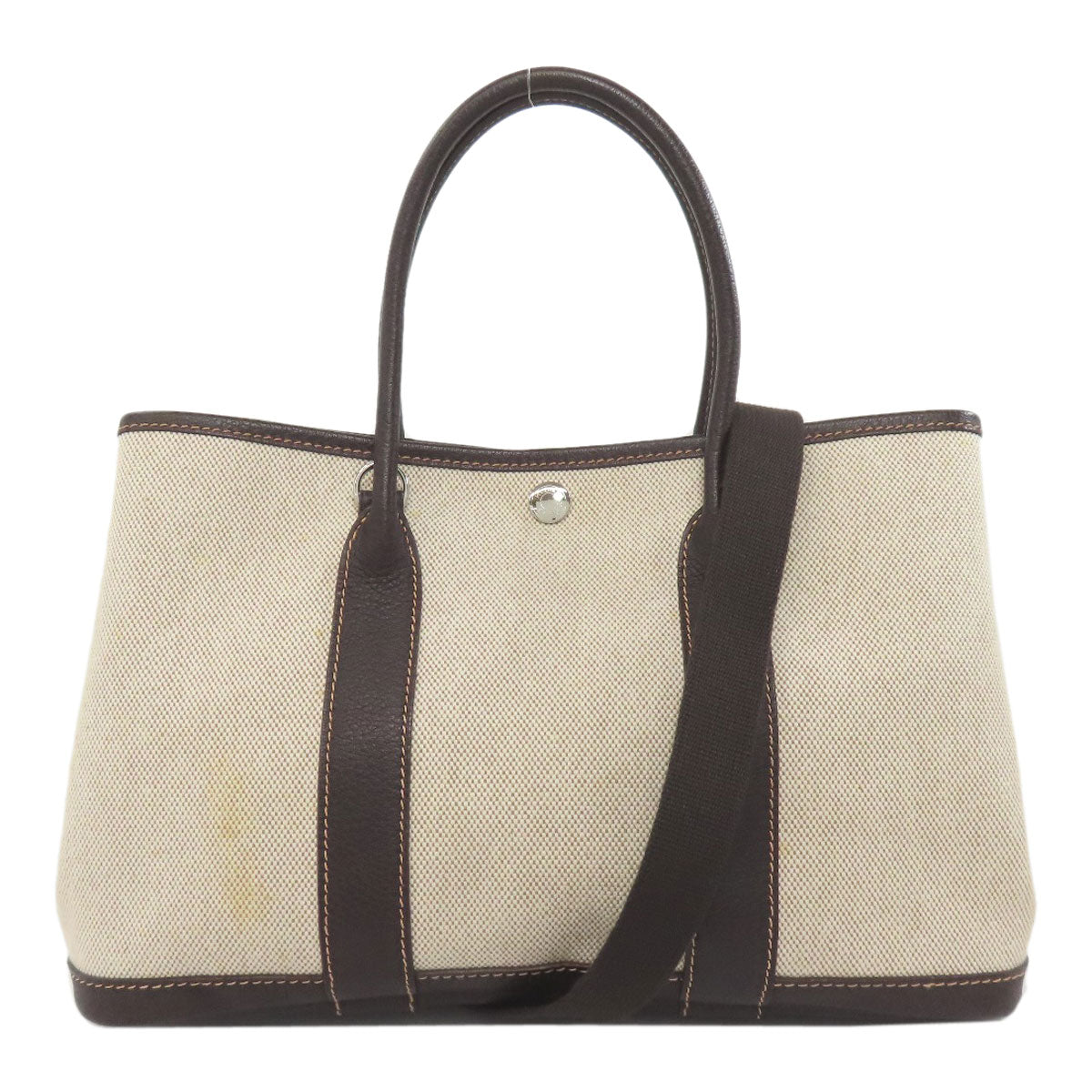HERMES Handbag Towar beige Garden Party TPM Maron Silver Metal