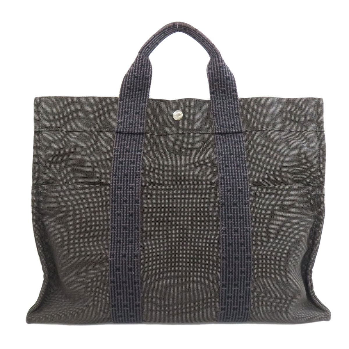 HERMES Tote Bag canvas gray Her LineMM