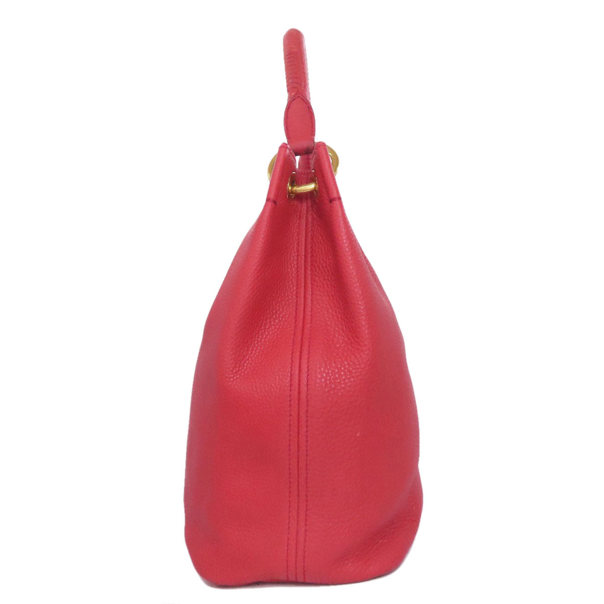 PRADA Shoulder Bag Calfskin Red one belt